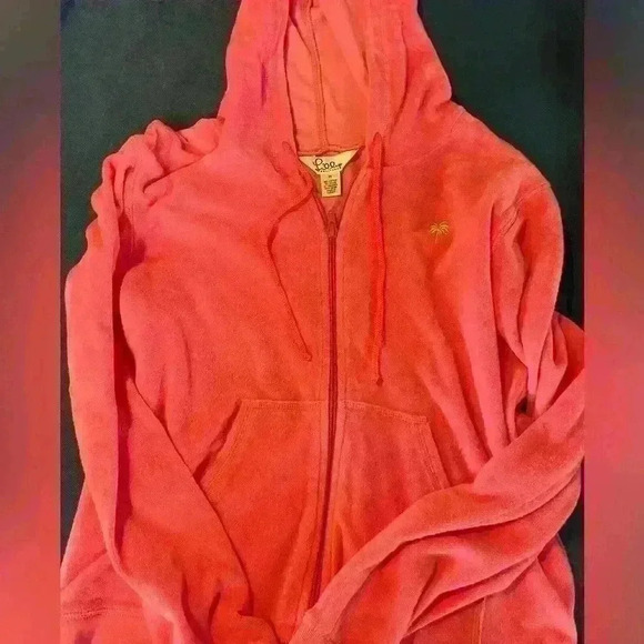 Lilly Pulitzer Tops - VINTAGE Y2K LILLY PULITZER VELOUR HOODIE pink - SIZE medium